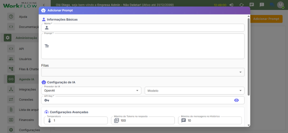 Configuração do Agente IA